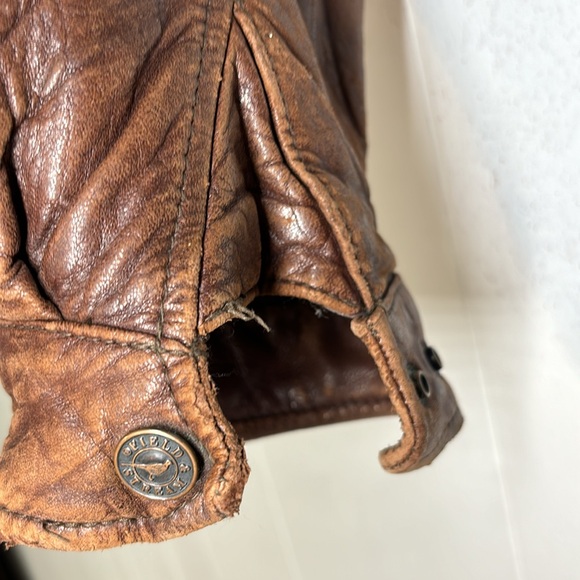 Vintage Town & Country Men’s Genuine Distressed Leather Flight Bomber Jacket - Picture 5 of 16